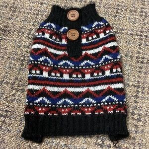 $3 Bundled * Navy White Burgundy Dog Sweater * Size XXS
